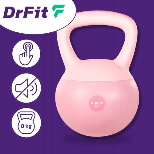 Kettlebell Odważnik Hantla Ciężar Do Ćwiczeń Fitness Różowy 8 kg DrFit na Arena.pl