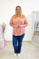 Bawełniana Bluzka Damska z Kieszonką i Guzikami Łososiowa UNI