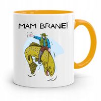 Kubek Żółty Wędkarza Rybaka Mam Branie Prezent Z Nadrukiem Ze Zdjęciem