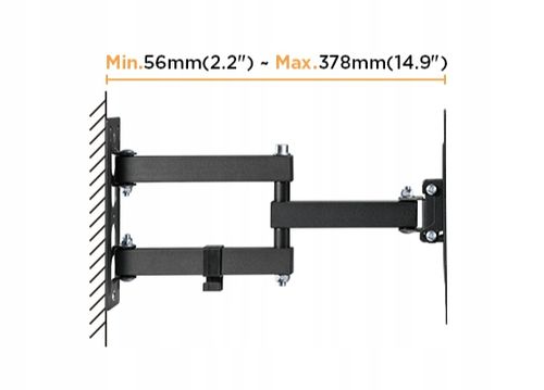 Obrotowy UCHWYT ŚCIENNY do MONITORA i TELEWIZORA na wysięgniku 23-43" 35kg na Arena.pl