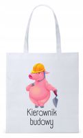 Dla Budowlańca Prezent Torba Eco Biała Shopper Z Nadrukiem Ze Zdjęciem