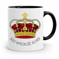 Dla Kelnera Kubek Czarny Jego Wysokość Kelner Z Nadrukiem Ze Zdjęciem