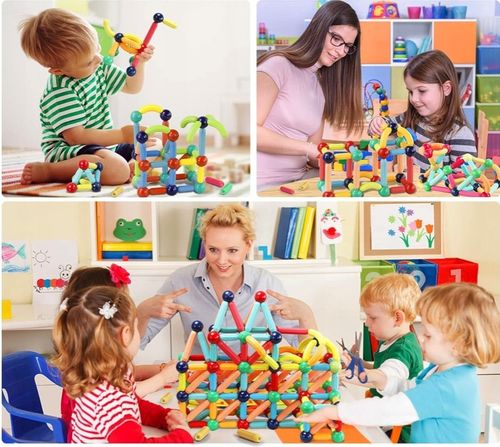 KLOCKI MAGNETYCZNE DLA DZIECKA 3D EDUKACYJNE KONSTRUKCYJNE BEZPIECZNE 84el na Arena.pl