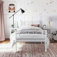 Łóżko metalowe białe 90x190 cm do sypialni