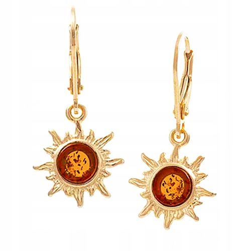 ZŁOTY WISIOREK słońce SREBRO z BURSZTYN łańcuszek na Arena.pl