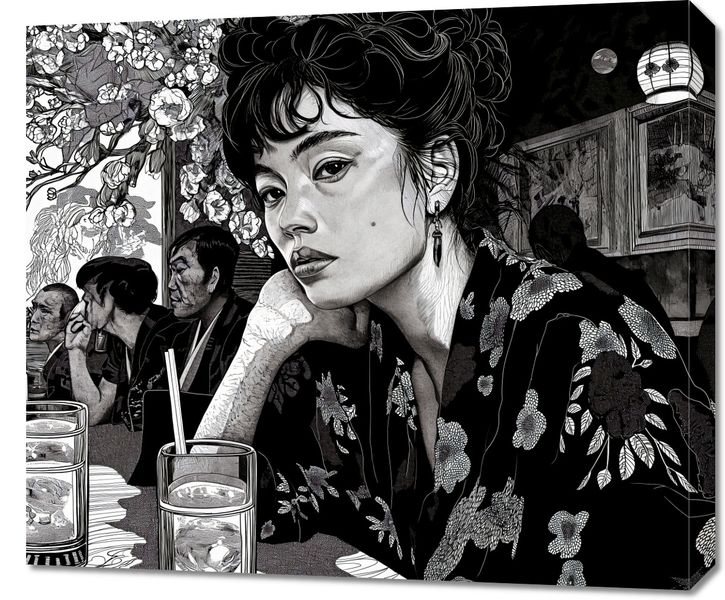 Obraz 70x60cm Czarne Kimono zdjęcie 1