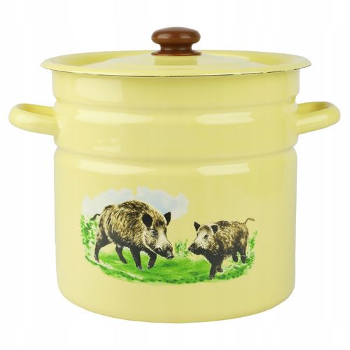 GARNEK EMALIOWANY 12 L Z POKRYWKĄ WZÓR DZIK DO GOTOWANIA POTRAW PRZETWORÓW na Arena.pl