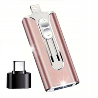 PENDRIVE 128GB 4w1 USB 3.0 LIGHTNING USB-C TELEFON iPHONE ANDROID PC RÓŻOWY
