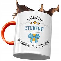 Kubek Pomarańczowy Dla Studenta Najlepszy Student Z Nadrukiem Ze Zdjęciem