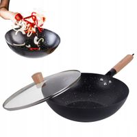 Wok 30 cm z pokrywką Kinghoff KH1984 stal węglowa nieprzywierająca indukcja