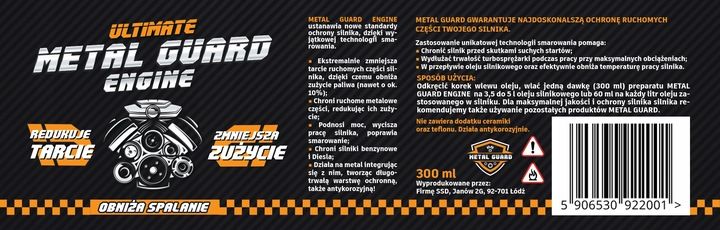 Metal Guard Engine- diesel benzyna - dodatek do oleju - do silnika - tuning zdjęcie 4