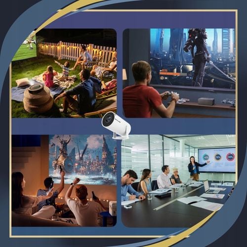 PROJEKTOR RZUTNIK 4K OBROTOWY Z GŁOŚNIKIEM PRZENOŚNY LED ANDROID WIFI na Arena.pl