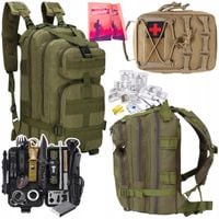 Plecak Taktyczny Pojemny + Apteczka Duża + Zestaw Przetrwania 32w1