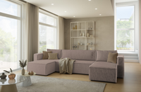 Beżowy Narożnik z Funkcją Spania 312x150 cm INEAL U IT - Różne Kolory