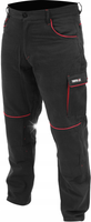 SPODNIE ROBOCZE COMFY 2XL CZARNO-CZERWONE 7 KIESZENI BAWEŁNA 106-117 CM