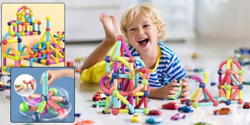 Klocki Magnetyczne Konstrukcyjne Edukacyjne Dla Dzieci Duże Elementy 98 El na Arena.pl