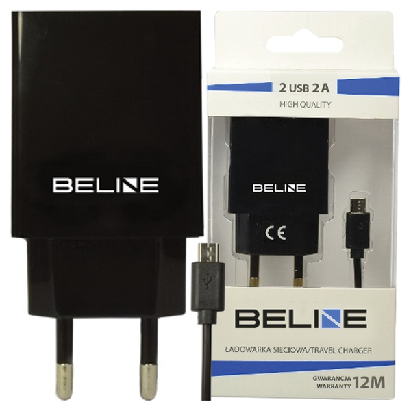 beline ład. siec. 2xusb + microusb 2aczarna/black zdjęcie 1