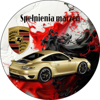 Opłatek na tort Urodziny Porsche Samochód Auto Logo Fura Bryka 18 30 40 50