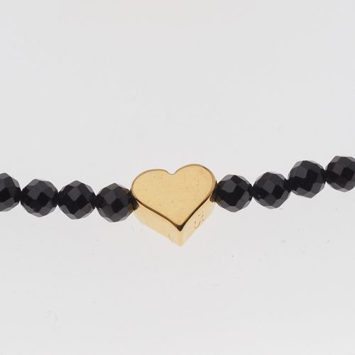 Naszyjnik z sercem - Spinel fasetowane kulki i srebro złocone na Arena.pl