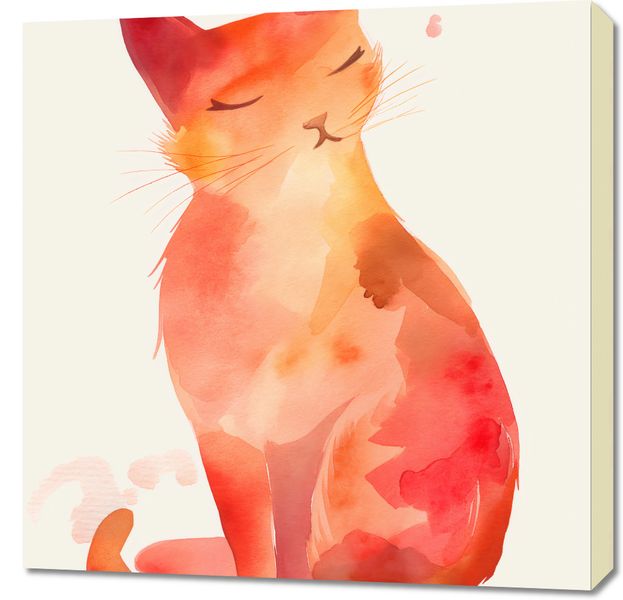 Obraz 70x70cm Akwarelowy Kot zdjęcie 1