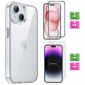 Etui I&G do iPhone 15 | CLEAR Case Przezroczyste WZMOCNIONE + 2 x SZKŁO