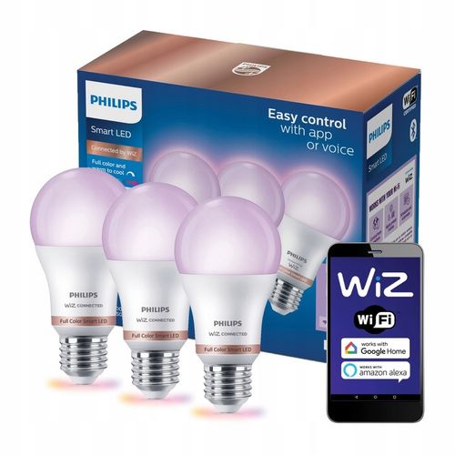 Żarówka LED E27 A60 8,8W = 60W RGB SMART WiFi Aplikacja WiZ Philips 3 na Arena.pl