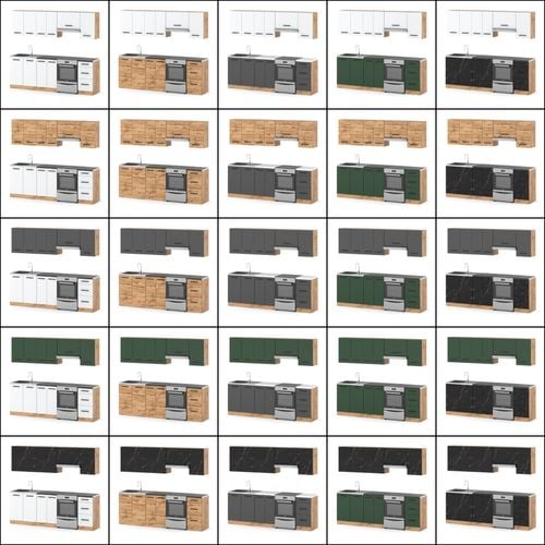 Kuchnia Pojemna Modułowa Z Blatem Mokka 2.4m Wotan Butelkowa Zieleń Szary na Arena.pl