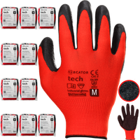 Rękawice Robocze MERCATOR Tech Red+Black Latex - M - 120 Par