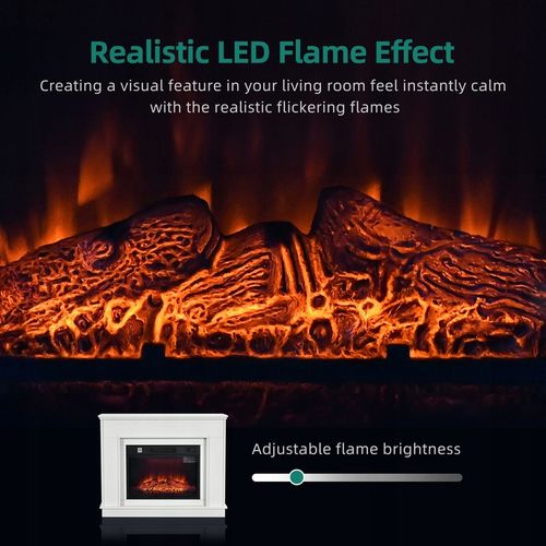Kominek elektryczny z ogrzewaniem, płomień 3D, luksusowy biały na Arena.pl