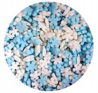 POSYPKA CUKROWA Śnieżynki Biało Niebieskie 6mm - 50g