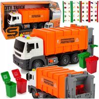 ŚMIECIARKA CIĘŻARÓWKA SEGREGACJA ŚMIECI DŹWIĘK ŚWIATŁO DUŻE AUTO Z KOSZAMI