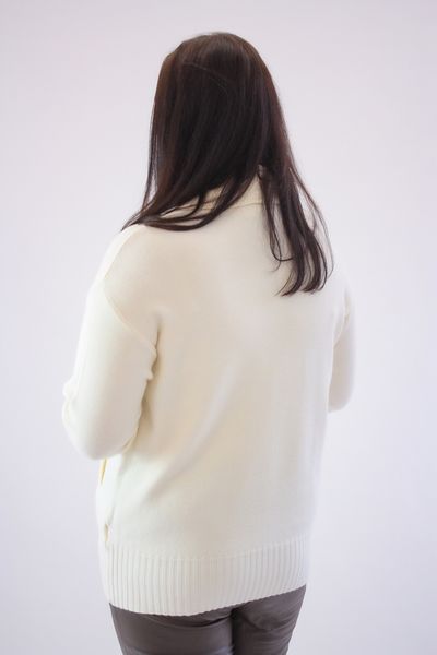 Sweter Golf z Kieszeniami Kremowy UNI zdjęcie 4