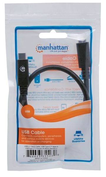 PRZEDŁUŻACZ USB C-C M/F 0,5m USB3.1 SuperSpeed+ 5A  Manhattan 355230 zdjęcie 5