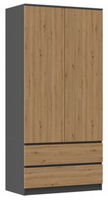 Szafa Do Pokoju Młodzieżowego 2D2SZ 90 cm Antracyt SYLWIA TS - 3 Kolory