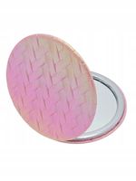 Lusterko kieszonkowe 7 cm podwójne jodełka efekt syrenki różowy