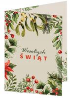 50x KARTKA ŚWIĄTECZNA p02 - JEMIOŁA - bez tekstu - Boże Narodzenie +KOPERTA