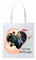 Prezydent Andrzej Duda Torba Eco Biała Shopper Z Nadrukiem Ze Zdjęciem