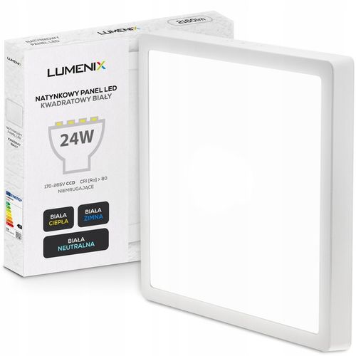 3x PANEL plafon sufitowy LED NATYNKOWY KWADRAT 24W 2160lm Niemruga CCD SLIM na Arena.pl