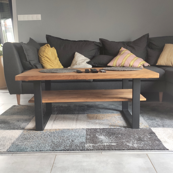 Ława dębowa z półką Como zdjęcie 4