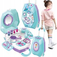 TOALETKA DLA DZIEWCZYNKI kosmetyki biżuteria suszarka WALIZKA na kółkach