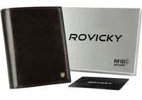 pionowy, skórzany portfel męski bez zapięcia -  rovicky