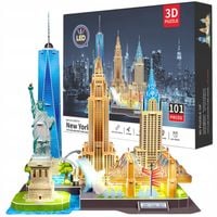 PUZZLE 3D MIASTO NOWY JORK PANORAMA NEW YORK ŚWIATŁO LED 101 ELEMENTÓW