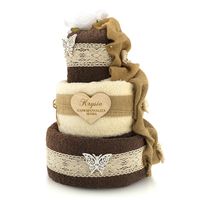 TORT z 3 RĘCZNIKÓW (brąz-ecru) GRAWER URODZINY PREZENT