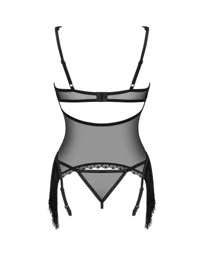 obsessive sherila - koszulka z siateczki z frędzlami + stringi m/l czarna na Arena.pl