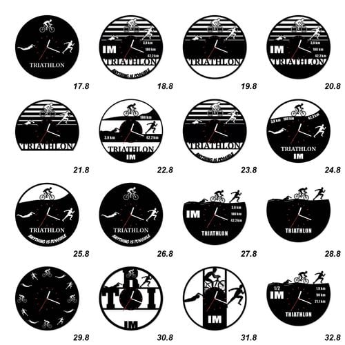 Zegar Ścienny z płyty winylowej na lustrze TRIATHLON 48 wzorów 30x30 cm na Arena.pl