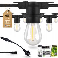 2 x Girlanda OGRODOWA świetlna LAMPKI LED zewnętrzna 5m + 5x Żarówki E27