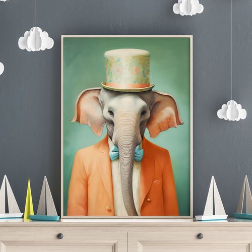 Plakat słoń w kapeluszu 30x40 cm na Arena.pl