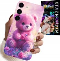 ETUI DO SAMSUNG GALAXY S23 - SŁODKI MIŚ NA RÓŻOWYM TLE, CASE + SZKŁO