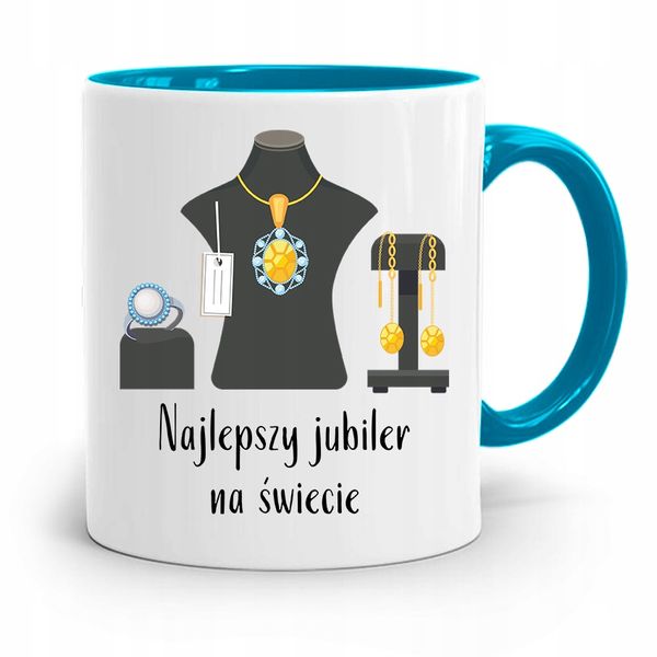 Dla Jubilera Kubek Błękitny Najlepszy Jubiler Z Nadrukiem Ze Zdjęciem zdjęcie 1