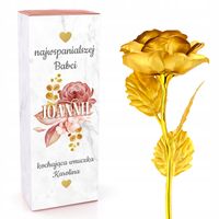Złota róża w pudełku z dedykacją dla babci prezent na dzień babci